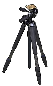 【中古】【39shop】SLIK★カーボン三脚 カーボンマスター 724 HD 4段 ナットロック式 3ウェイ動画対応雲台 108307(非常に良い)|ドリエム店