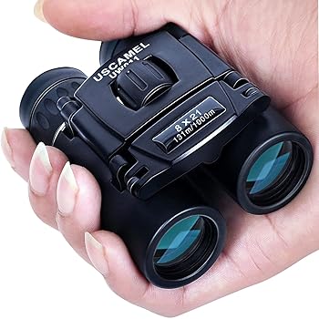 【中古】USCAMEL 折り畳みポケット式双眼鏡、コンパクト旅行用ミニ望遠鏡HD Bak 4光学レンズ、ピント合わせしやすい、カラー ：ブラック
