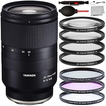 【中古】【39shop】Tamron★28-75mm f/2.8 Di III RXD レンズ Sony E A036用 エッセンシャルアクセサリーバンドル - マルチコーティングHDフィルターセット3点+クロ(非常に良い)|ドリエム店
