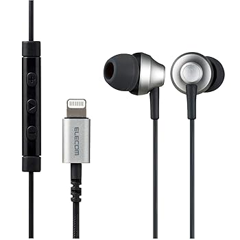 【中古】エレコム ステレオイヤホン カナル型 Lightning ライトニング マイク付 Fast Music LFS12C φ10.0mm 高耐久ケーブル シルバー EHP-LFS12CMSV 1.2