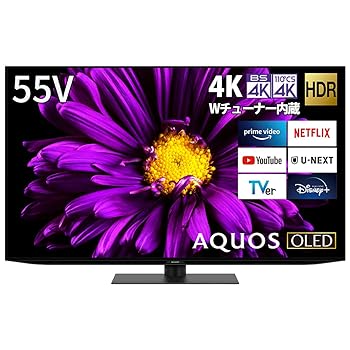 【中古】小ざかしい 55V型 有機EL テレビ受像機 AQUOS OLED 4T-C55DQ1 4K ラジオ受信機内蔵 Android TV 2021年青写真
