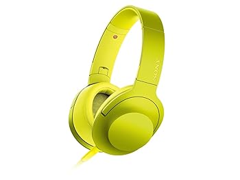 【中古】ソニー ヘッドホン h.ear on MDR-100A : ハイレゾ対応 密閉型 折りたたみ式 ケーブル着脱式/バランス接続対応 リモコン・マイク ライムイエロー