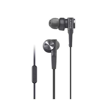 【中古】ソニー イヤホン 重低音モデル MDR-XB55AP : カナル型 リモコン・マイク ブラック MDR-XB55AP B