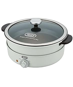 【中古】【39shop】Toffy/トフィー★電気グリル鍋 アッシュホワイト K-HP2 鍋・内鍋・たこ焼きプレート 3WAY 煮る 焼く 炊く 蒸す 3.5L 1,200W高火力 2色鍋 チーズフ(良い)|ドリエム店
