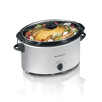 【中古】Hamilton Beach 7クオート ポータブルスロークッカー 8人以上相応う 食器洗い機相応う 蓋ラッチストラップ 旅する用 無光沢しろがね色