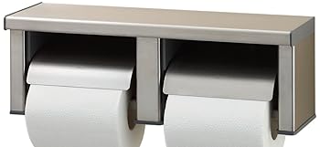 【中古】LIXILリクシル INAX 棚付ワンタッチ式 2連紙巻きタバコ器高耐荷重印字機 ステンレスヘアライン CF-63HST