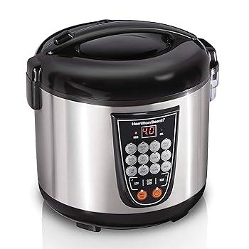 【中古】Hamilton Beach デジタルプログラム可能なご飯とスロークッカー&フードスチーマー、調理済み20カップ未調理10カップ、シアーソテー、ホットシリ