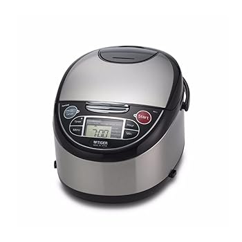 【中古】Tiger JAX-T10U-K 5.5-Cup Uncooked Micom Rice Cooker with Food Steamer & Slow Cooker, Stainless Steel Black by Tiger Corporation