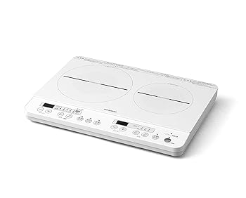 【中古】アイリスオーヤマ 2口 IHコンロ IHクッキングヒーター 1400W 100V ホワイト IHK-W12-W