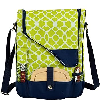 【中古】Trellis Green - Picnic at Ascot Wine and Cheese Cooler Bag Equipped for 2 with Glasses, Napkins, Cutting Board, Corkscrew, etc. - Trell