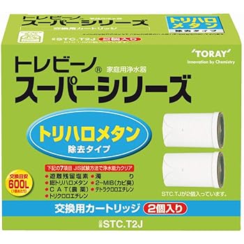 【中古】東レTORAY トレビーノ 浄水器 カートリッジ 交換用 スーパーシリーズ 2個入 トリハロメタン・塩素・カビ臭除去タイプ STC.T2J