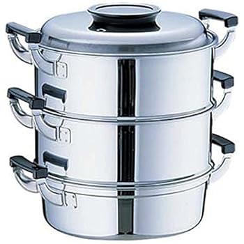 【中古】神子島製作所 桃印 丸型蒸器 27cm3段 18-0ステンレス 日本 AMS72273