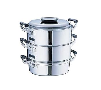 【中古】神子島製作所 桃印 丸型蒸器 29cm3段 18-0ステンレス 日本 AMS72293