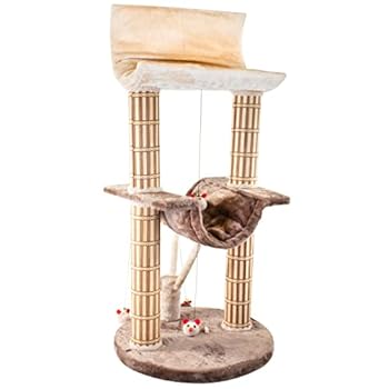 【中古】Cat-Life Multi-Level Lounger with Play Tree \u0026 Bamboo Posts, Brown/Beige - 20 x 20 x 42 Inches WxDxH by Cat Life