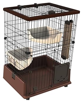 【中古】ペティオ Petio ネココ 子ネコからのしつけにも接近してな キャットルームサークル 2段手合い 赤銅色