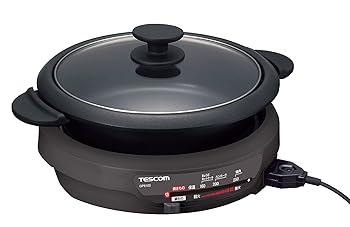 【中古】テスコム グリルなべ 3.4L 直火可能 1300W 煮る/焼く/蒸す フッ素コート マグネットプラグコード GP61 カジュアルグレー 正規品 GP6100 H
