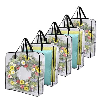【中古】VENO Over-Sized Clear Storage Bag W/ Strong Handles and Zippers for College Carrying, Moving, Christmas Decorations, Wreath Storage, Un