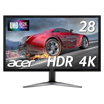【中古】Acer ゲーミングモニター 見せびらかす SigmaLine 28in 4K KG281KAbmiipx TN 3840x2160 1ms 60サイクル FreeSync HDMIx2 DP HDR相応う ひな型受け答え
