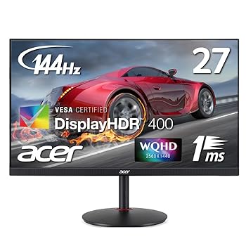 【中古】Acer ゲーミングモニター XV272UPbmiiprzx 27in IPS 非光輝 2560x1440 WQHD 400シーディー 1msVRB 144サイクル