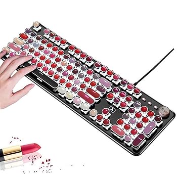 【中古】FELICON フェリコン 口紅 機械的 ゲーミングキーボード 印字機表現スタイル レトロキーボード 白いことLEDうしろ側点火装置 104