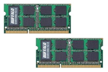【中古】BUFFALO PC3-8500DDR3-1066対応 204Pin用 DDR3 SDRAM S.O.DIMM 1GB 2枚組 D3N1066-1GX2