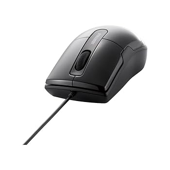 【中古】バッファロー BUFFALO 有線BlueLEDマウス 静音/3ボタン/Mサイズ ブラック BSMBU26SMBK