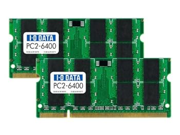 【中古】I-O DATA PC2-6400DDR2-800対応 200ピン S.O.DIMM 2GBx2 SDX800-2GX2