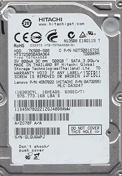 【中古】【39shop】HTS725050A9A364、PN★0A73295、MLC DA3247、Hitachi 500GB SATA 2.5ハードドライブ(非常に良い)|ドリエム店