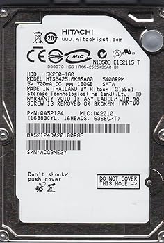【中古】hts542516 K9sa00、PN 0 a52124、MLC da2010、Hitachi 160 GB SATA 2.5ハードドライブ