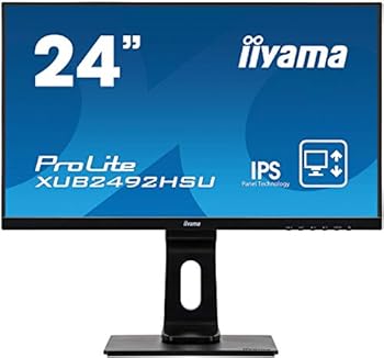 【中古】iiyama モニター ディスプレイ XUB2492HSU-B1 23.8インチ/フルHD/IPS/フレームレス/DisplayPort,HDMI,D-sub/昇降/ピボット/3年