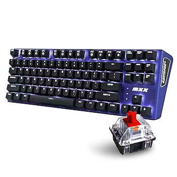 【中古】Rantopad MXX Mechanical Gaming Keyboard - 87 Keys,White Backlit, Red Switches, Blue Aluminum Cover, N-Key Rollover by Rantopad