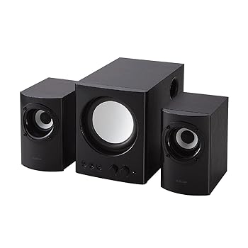 【中古】【39shop】エレコム★スピーカー PC TV 25W 木製 2.1ch ブラック MS-131BK（非常に良い）｜ドリエム店