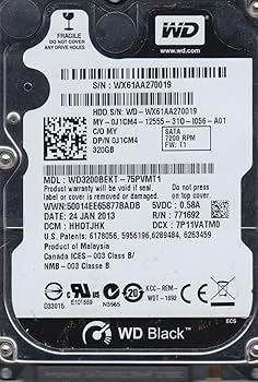 【中古】wd3200bekt-75pvmt1、DCM hhotjhk、Western Digital 320 GB SATA 2.5ハードドライブ