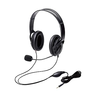 【中古】エレコム ヘッドセット マイク 4極 両耳 オーバーヘッド 耐久コード 40mmドライバ 1.8m HS-HP23TBK
