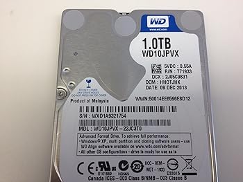 【中古】Western Digital WD WD10JPVX 001 ホーム WD 1Tb ハードドライブ WD10JPVX-22JC3T0 HHOTJHK 0.55A dd55