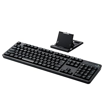 【中古】エレコム Bluetooth フルキーボード テンキー付 メンブレン式 スタンド付 マルチペアリング対応 iPad Surface ブラック TK-FBM112BK