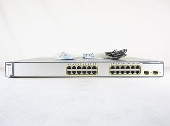 【中古】CISCO Catalyst 3750-24TS-S スタッカブル マルチ座標軸 イーサネットスイッチ WS-C3750-24TS-S