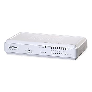 【中古】BUFFALO Giga対応 プラスチック筺体 電源内蔵 8ポート ホワイト スイッチングハブ LSW4-GT-8NP/WH