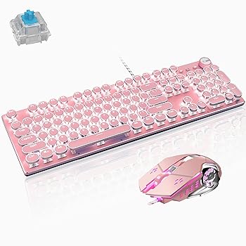 【中古】Basaltech メカニカルゲーミングキーボードと二十日鼠のジャズバンド、レトロスチームパンクヴィンテージタイプライタースタイルキーボード、LEDバックラ