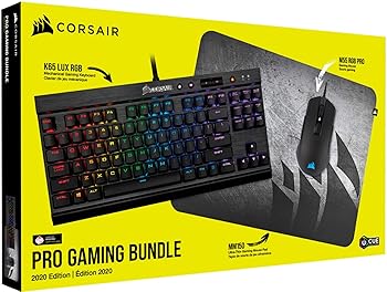 【中古】Corsair Pro Gaming Bundle 2020年版 K65 LUX RGBキーボード、M55 RGB PROマウス&ゲーミングマウスパッド