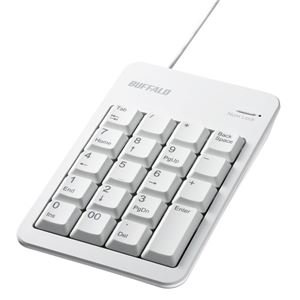 【中古】バッファロー 有線テンキーボード Tabキー/USBハブ ホワイト BSTKH100WH