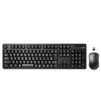 【中古】エレコム キーボード マウスセット ワイヤレス レシーバー メンブレン フルキーボード ブラック TK-FDM106MBK
