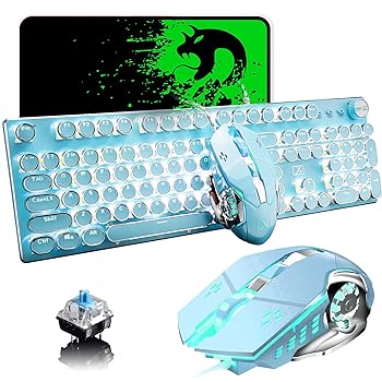 【中古】ゲーミングキーボードと二十日鼠、レトロスチームパンクヴィンテージタイプライタースタイルメカニカルキーボード 白いことLEDうしろ側ともし火 104キ
