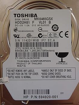 【中古】【39shop】東芝★MK6465GSX 640GB 9.5mm 2.5インチ SATA300 HDD バルク品(非常に良い)|ドリエム店
