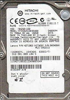【中古】純正OEMHITACHI HTS542516K9SA00 0A54884 42T1501 42T1063 160GB 2.5インチハードドライブ
