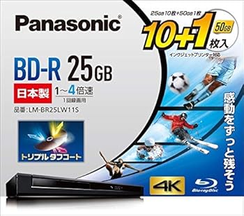 【中古】パナソニック 4倍速ブルーレイディスク追記25GB10枚+50GB1枚P LM-BR25LW11S