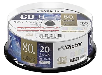 【中古】ビクター Victor 音楽用 CD-R 80分 20枚 カラーMIXプリンタブル AR80FPX20SJ1