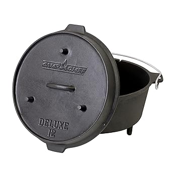 【中古】Camp Chef デラックス12ダッチオーブン - 鋳鉄製ダッチオーブン 蓋&蓋リフター 屋内&屋外調理用 - 9 1/3クォート