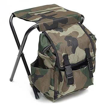 【中古】2 インチ1御釣り腰かけうしろ側風呂敷き包みTackle多役立つことバッグアウトドアキャンプハイキングFold Able Stool一揃いの道具