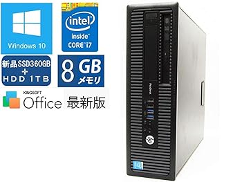 【中古】爆速SSD 360GB ? HDD 1TBWin10 Pro搭載 HP ProDesk 600 G1SFF ■ Core i7-4790/メモリ ８GB/DVDスーパーマルチ マウス・キーボードOffice 中古パ